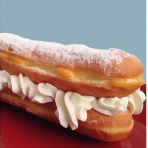 Long John Donut With Whipped Cream