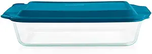 Pyrex Deep 9x13-Inch Glass Baking Dish with Lid, Deep Casserole Dish, Glass Food Container, Oven, Freezer and Microwave Safe, Clear Container