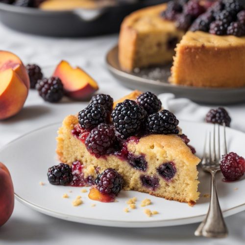 Blackberry Peach Skillet Cornmeal Cake