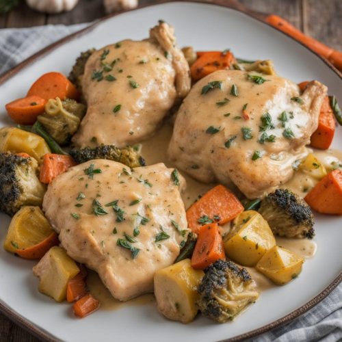 Creamy Garlic Chicken & Vegetables