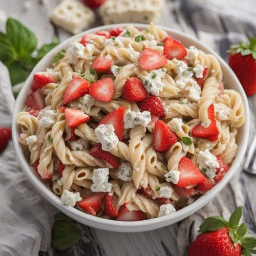 Creamy Strawberry Feta Pasta Salad